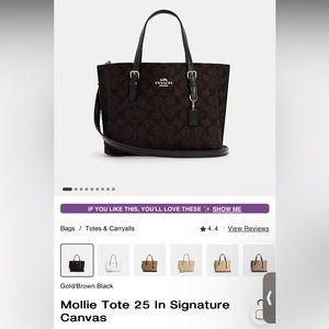 mollie tote 25 inch in signature canvas coach bag